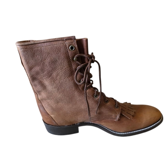 Laredo LEFT BOOT ONLY Whiskey Brown Lace Up Western Style Size 10D NWOT - Picture 2 of 4